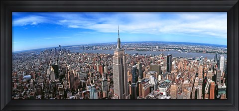 Framed Aerial view of New York City with empire state building, New York State Print