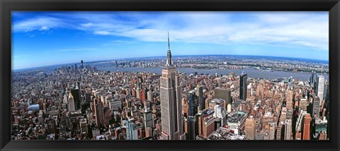 Framed Aerial view of New York City with empire state building, New York State Print