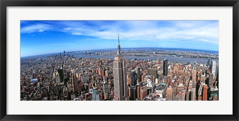 Framed Aerial view of New York City with empire state building, New York State Print