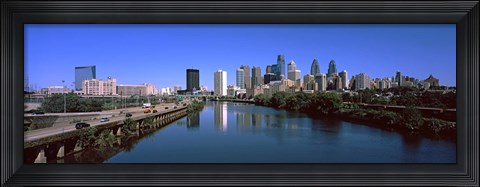 Framed Buildings at the waterfront, Philadelphia, Schuylkill River, Pennsylvania, USA Print