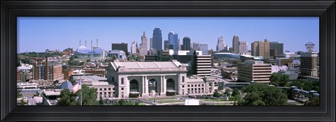 Framed Union Station with city skyline in background, Kansas City, Missouri, USA Print