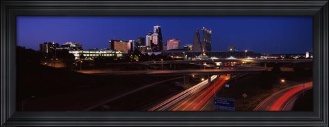 Framed Highway interchange and skyline at dusk, Kansas City, Missouri, USA Print
