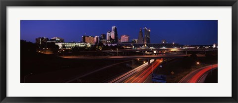 Framed Highway interchange and skyline at dusk, Kansas City, Missouri, USA Print