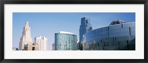 Framed Low angle view of downtown skyline, Sprint Center, Kansas City, Missouri, USA Print