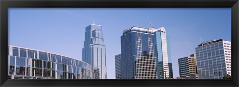 Framed Low angle view of downtown skyline, Town Pavilion, Kansas City, Missouri Print