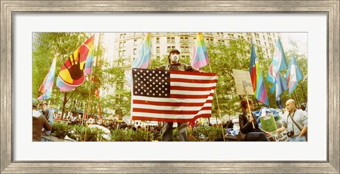 Framed Occupy Wall Street protester, Zuccotti Park, Lower Manhattan, Manhattan, New York City, New York State, USA Print