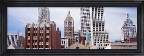Framed Low angle view of downtown skyline, Tulsa, Oklahoma Print