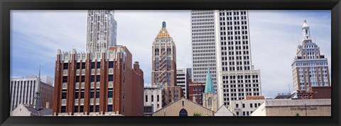 Framed Low angle view of downtown skyline, Tulsa, Oklahoma Print