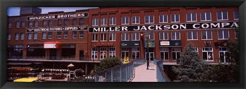 Framed Bricktown Mercantile building along the Bricktown Canal, Bricktown, Oklahoma City, Oklahoma, USA Print