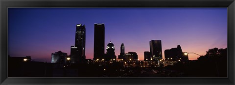 Framed Downtown Oklahoma City at Night Print