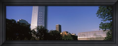 Framed Low angle view of the Devon Tower and Crystal Bridge Tropical Conservatory, Oklahoma City, Oklahoma, USA Print