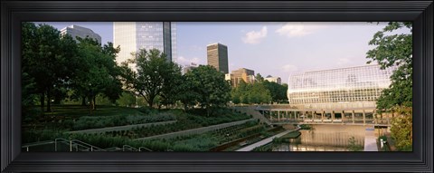 Framed Devon Tower and Crystal Bridge Tropical Conservatory, Oklahoma City, Oklahoma, USA Print