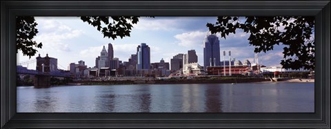 Framed City at the waterfront, Ohio River, Cincinnati, Hamilton County, Ohio Print