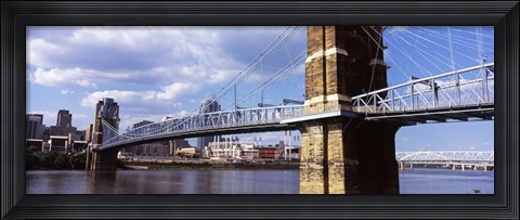 Framed John A. Roebling Bridge across the Ohio River, Cincinnati, Ohio Print