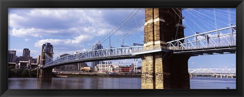Framed John A. Roebling Bridge across the Ohio River, Cincinnati, Ohio Print