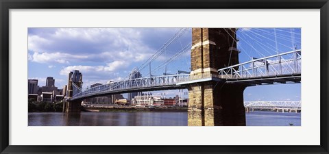 Framed John A. Roebling Bridge across the Ohio River, Cincinnati, Ohio Print