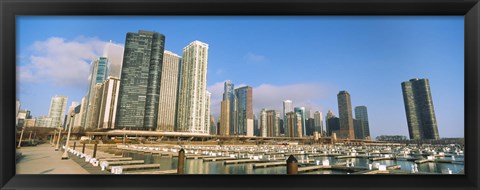 Framed Columbia Yacht Club with buildings in the background, Lake Point Tower, Chicago, Cook County, Illinois, USA Print