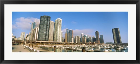 Framed Columbia Yacht Club with buildings in the background, Lake Point Tower, Chicago, Cook County, Illinois, USA Print