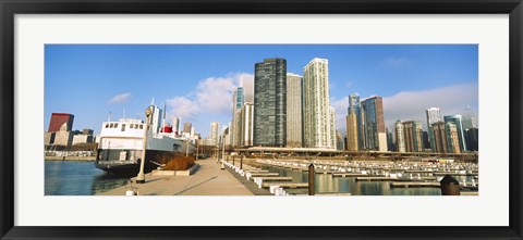 Framed Columbia Yacht Club with city skyline, Chicago, Cook County, Illinois, USA Print