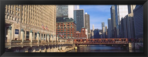 Framed Building at the waterfront, Merchandise Mart, Chicago River, Chicago, Cook County, Illinois, USA Print
