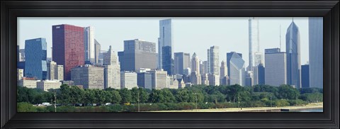 Framed City skyline with Lake Michigan and Lake Shore Drive in foreground, Chicago, Illinois, USA Print