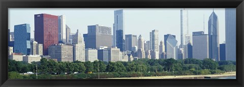 Framed City skyline with Lake Michigan and Lake Shore Drive in foreground, Chicago, Illinois, USA Print