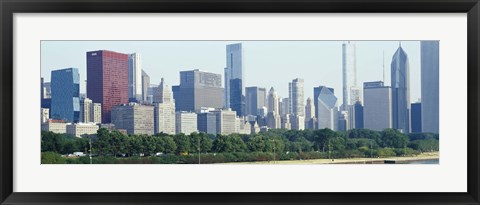 Framed City skyline with Lake Michigan and Lake Shore Drive in foreground, Chicago, Illinois, USA Print