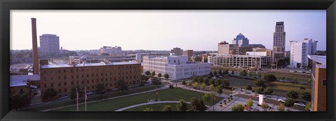 Framed High angle view of buildings in a city, Durham, Durham County, North Carolina, USA Print