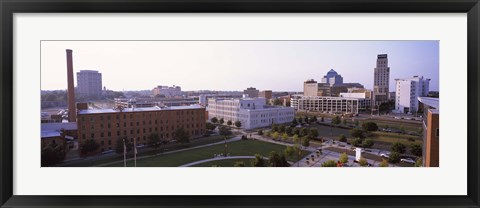 Framed High angle view of buildings in a city, Durham, Durham County, North Carolina, USA Print