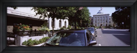Framed Cars parked in front of Transportation Technology Center, Raleigh, Wake County, North Carolina, USA Print
