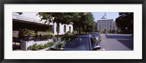 Framed Cars parked in front of Transportation Technology Center, Raleigh, Wake County, North Carolina, USA Print