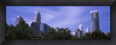 Framed Low angle view of skyscrapers in a city, Charlotte, Mecklenburg County, North Carolina, USA Print