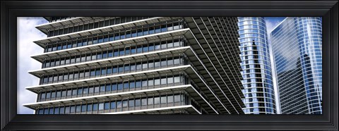 Framed Low angle view of buildings in a city, ExxonMobil Building, Chevron Building, Houston, Texas, USA Print