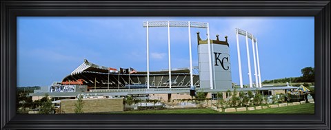 Framed Baseball stadium in a city, Kauffman Stadium, Kansas City, Missouri Print
