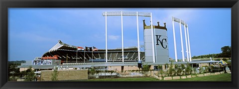 Framed Baseball stadium in a city, Kauffman Stadium, Kansas City, Missouri Print