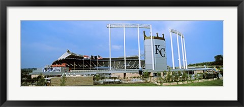 Framed Baseball stadium in a city, Kauffman Stadium, Kansas City, Missouri Print