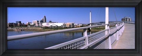 Framed Bridge across a river, Bob Kerrey Pedestrian Bridge, Missouri River, Omaha, Nebraska, USA Print