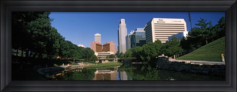 Framed Buildings at the waterfront, Qwest Building, Omaha, Nebraska Print