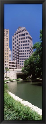 Framed Buildings at the waterfront, Weston Centre, NBC Plaza, San Antonio, Texas, USA Print