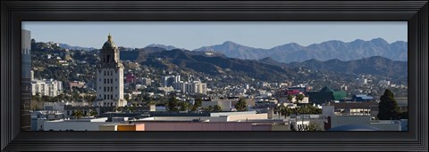 Framed High angle view of Beverly Hills, West Hollywood, Hollywood Hills, California Print