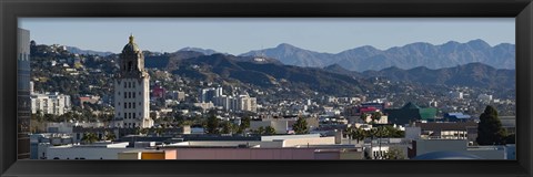 Framed High angle view of Beverly Hills, West Hollywood, Hollywood Hills, California Print