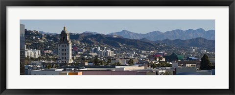 Framed High angle view of Beverly Hills, West Hollywood, Hollywood Hills, California Print