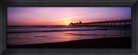 Framed Pier in the pacific ocean at dusk, San Diego, California Print