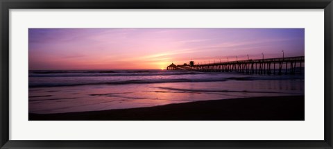 Framed Pier in the pacific ocean at dusk, San Diego, California Print