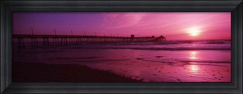 Framed San Diego Pier at dusk, San Diego, California Print