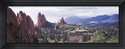 Framed Rock formations on a landscape, Garden of The Gods, Colorado Springs, Colorado Print