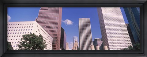 Framed Low angle view of Downtown skylines, Houston, Texas, USA Print