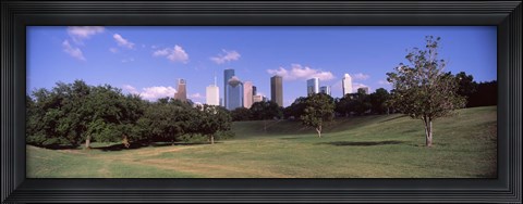 Framed Downtown skylines viewed from a park, Houston, Texas, USA Print