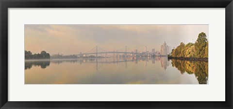 Framed Bridge across a river, Benjamin Franklin Bridge, Delaware River, Philadelphia, Pennsylvania, USA Print