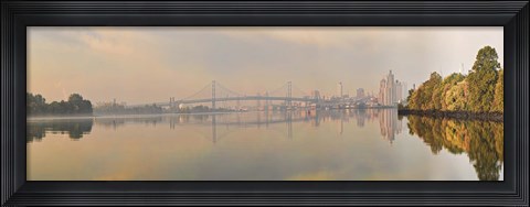 Framed Bridge across a river, Benjamin Franklin Bridge, Delaware River, Philadelphia, Pennsylvania, USA Print